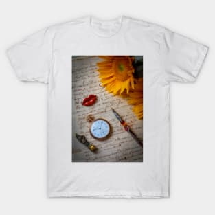 Sunflowers On Old Letter T-Shirt